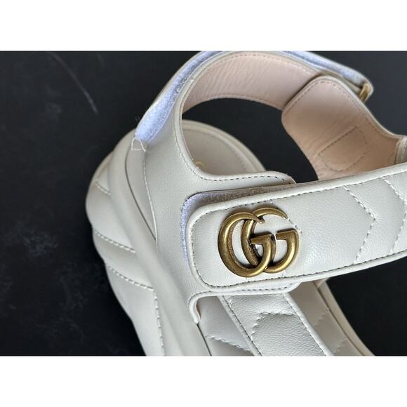 Gucci GG Quilted Open Toe Women’s White Leather Sandals 10 US (40 Eu) 776936 NIB - Picture 9 of 16